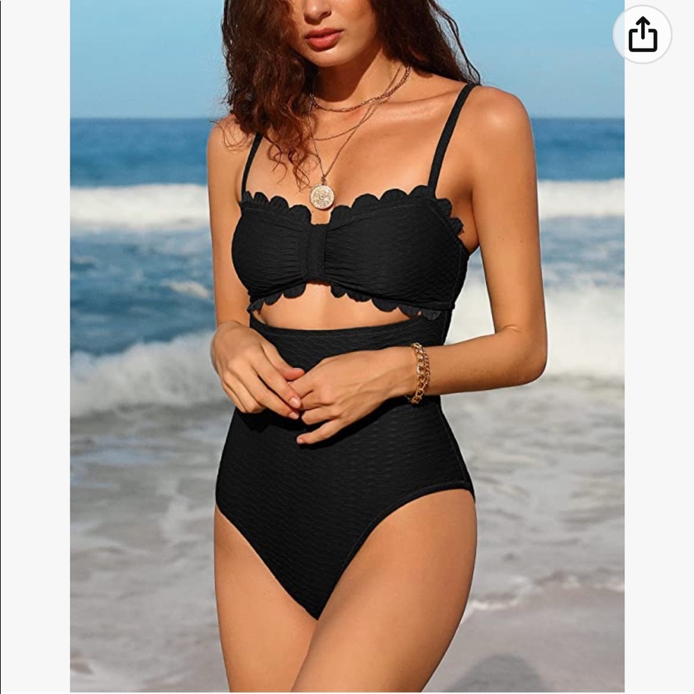 NWT Charmo Black Cut-Out One Piece Bathing Suit